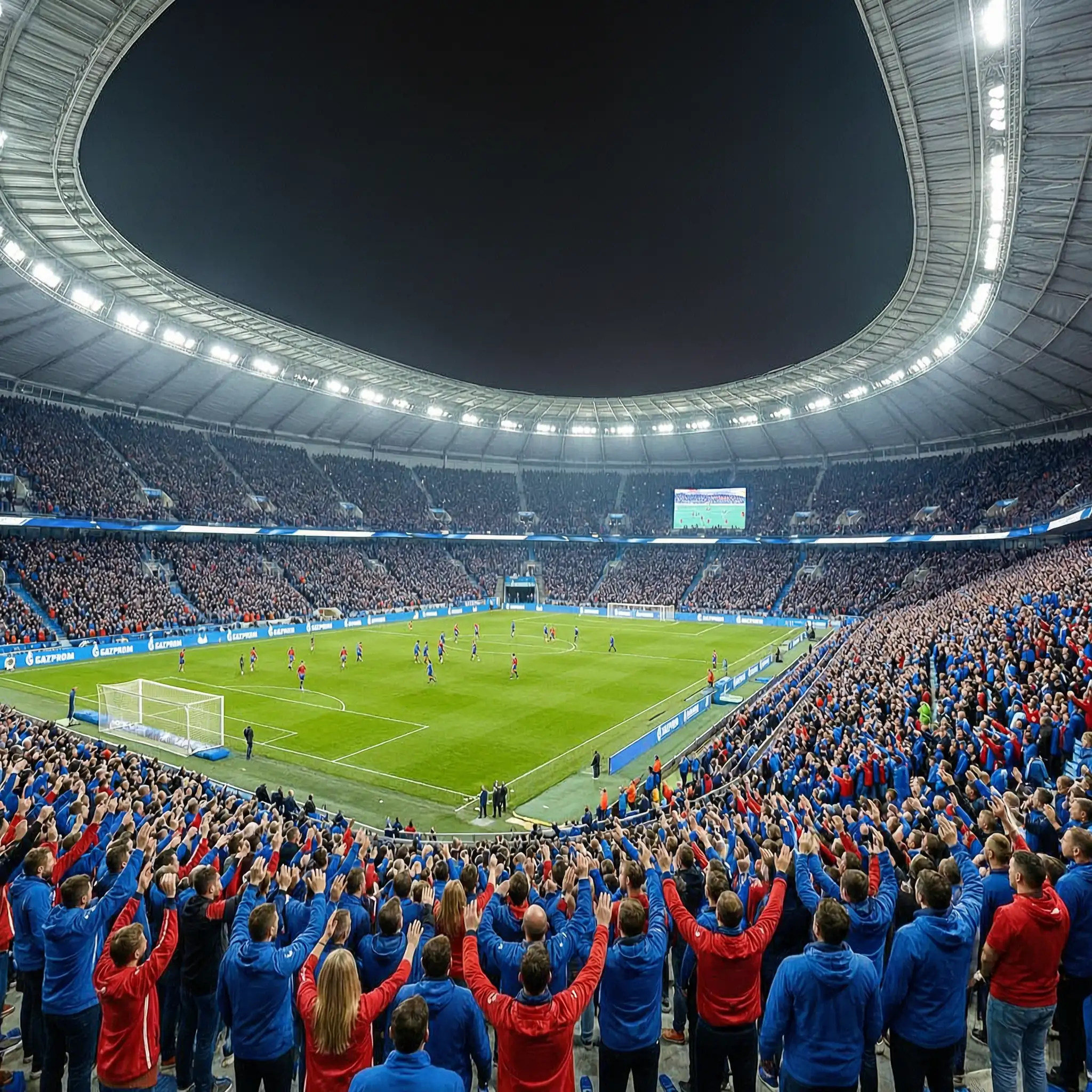 Voetbalwedstrijd in Gazprom Arena